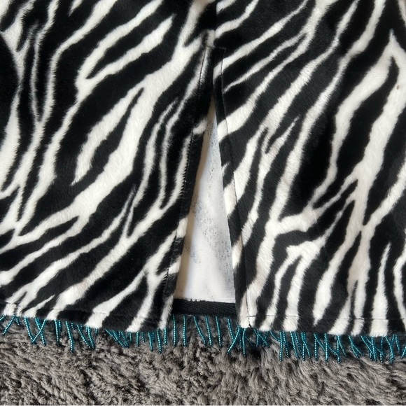 Vintage Rare Y2K Eye Candy Fuzzy Beaded Rave Girlhoodcore Zebra Pencil Skirt - Picture 7 of 9